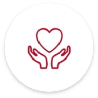 Hands holding heart icon.