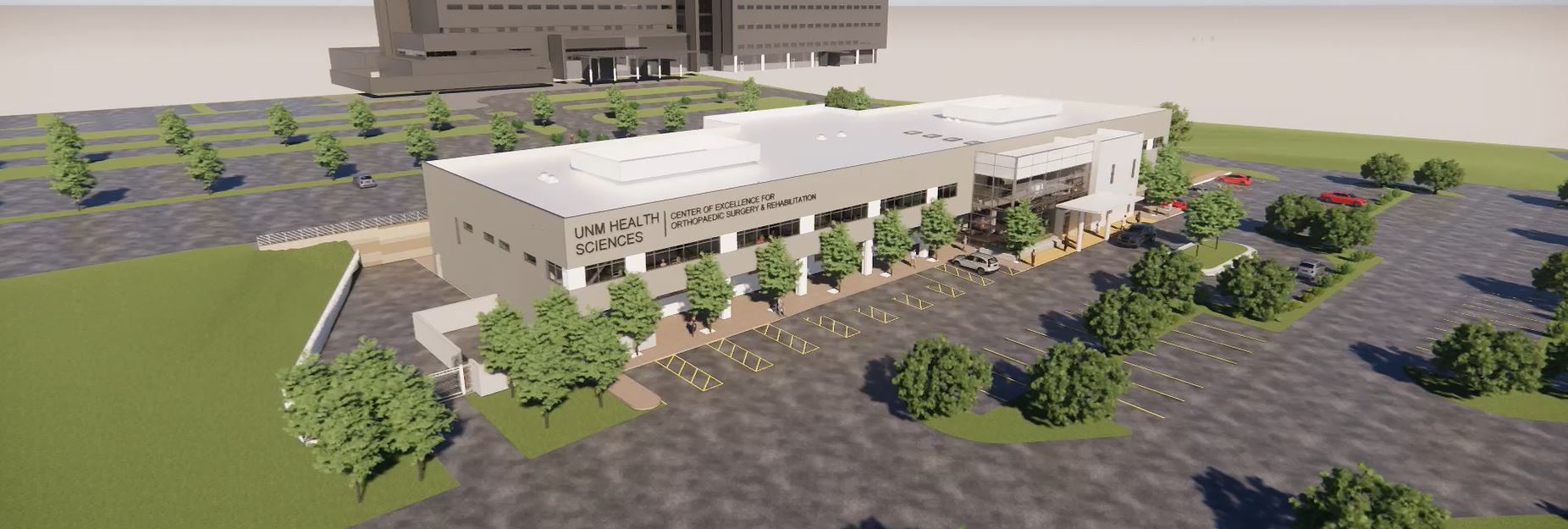 Concept art of The University of New Mexico Center of Excellence for Orthopaedic Surgery & Rehabilitation