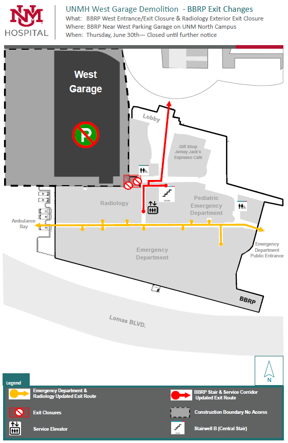 Wegbeschreibung um die westliche Garagenschließung herum