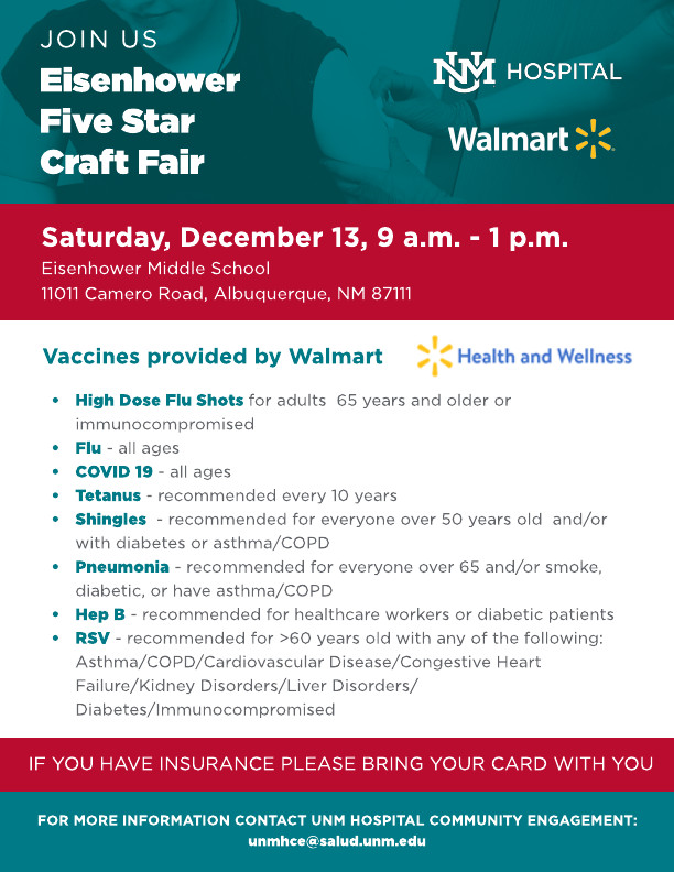 Flyer for Eisenhower Five Star Craft Fair that includes all of the details listed above