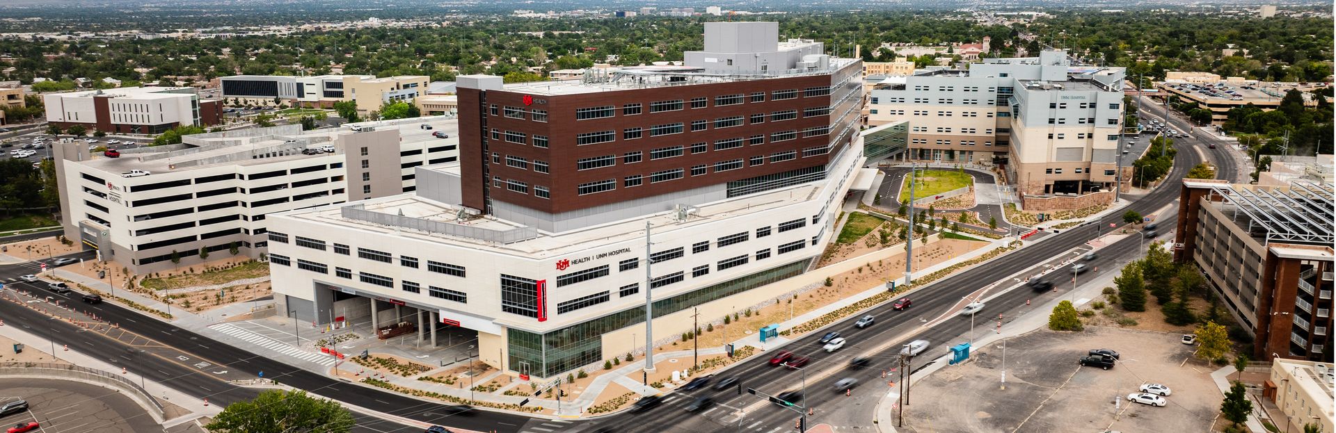 An aerial view of the new critical care tower
