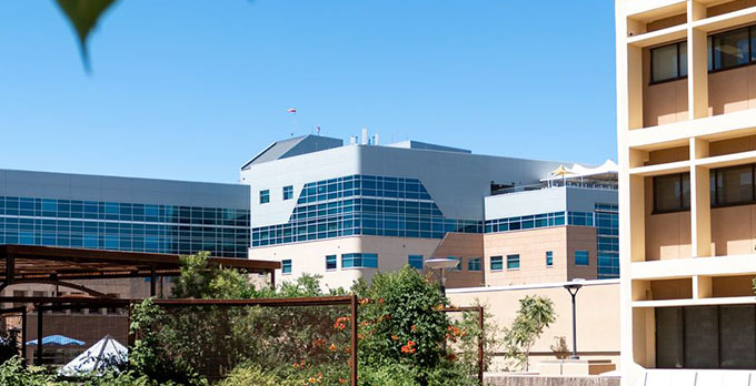 a view of the northern side of UNM Health Sciences center