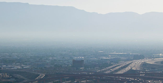 Smog over Albuquerque at the big eye looking toward the Sandia