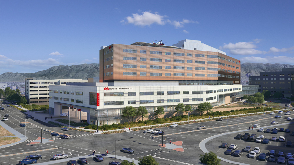 Extérieur de la tour de l'hôpital UNM