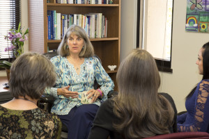 A professional talking to a group