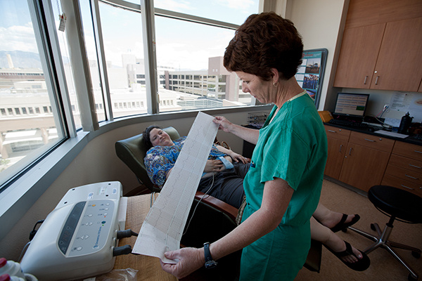 A pregnant woman getting some tests